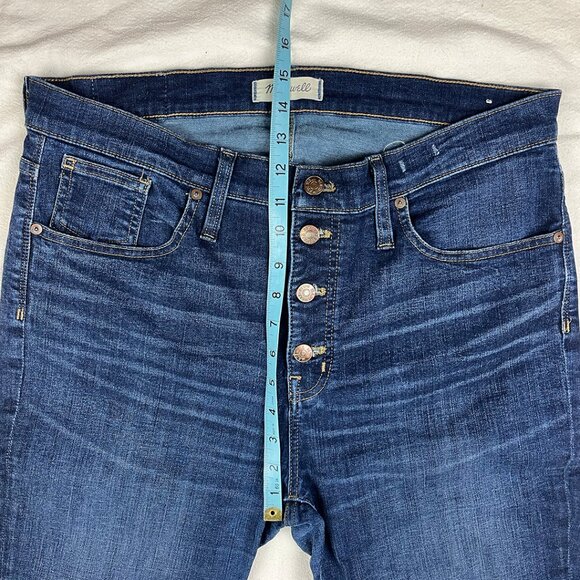 Madewell 9" Mid-Rise Skinny Jeans in Hayes Wash Size 32 Button Fly J9491 Denim - Picture 15 of 16